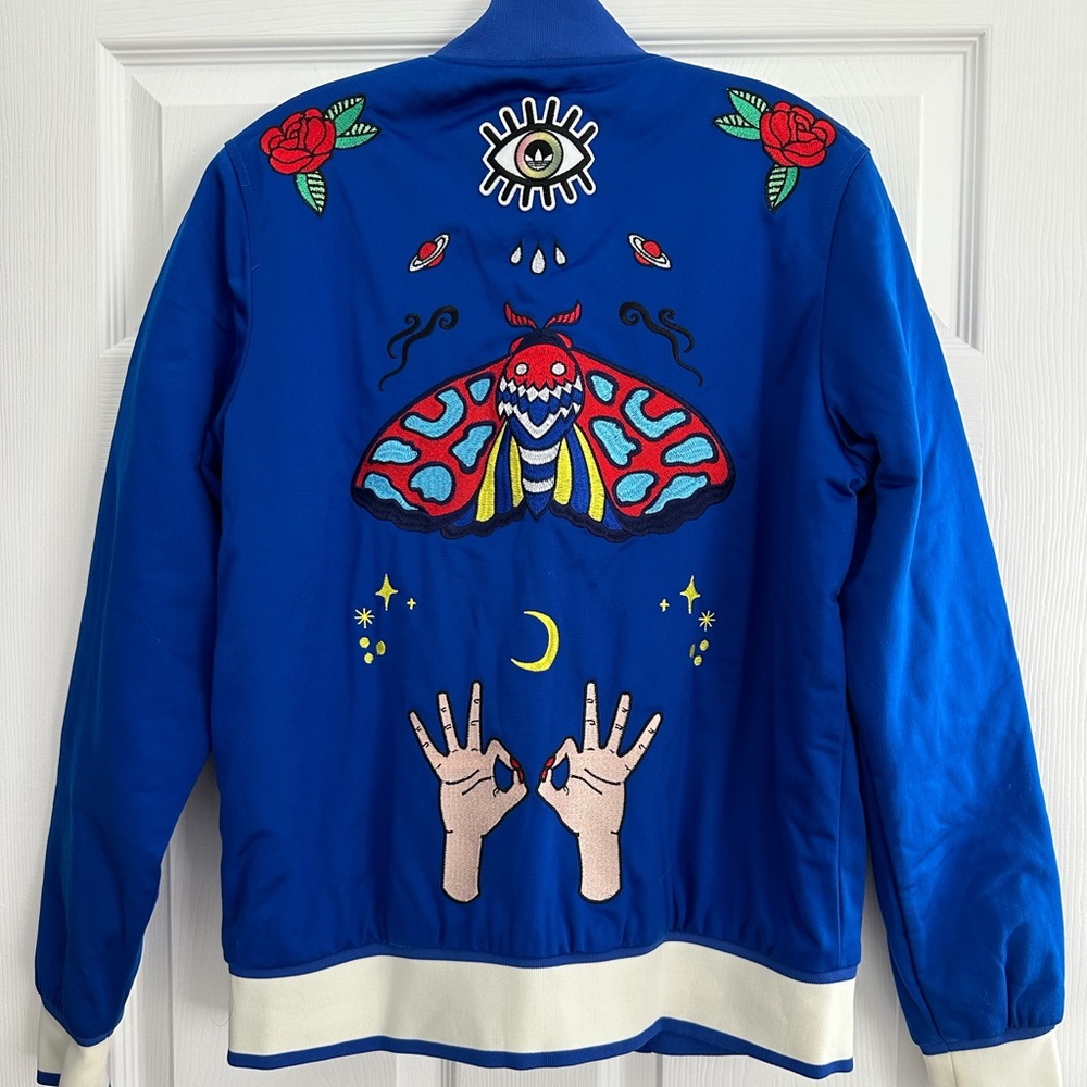 Adidas Authentic Sukajan Jacket Women's Size S Embroidered Blue